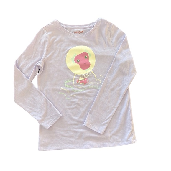 Cat & Jack Other - Girls Long Sleeve Monkey Shirt, Purple, M 7/8, Cat & Jack